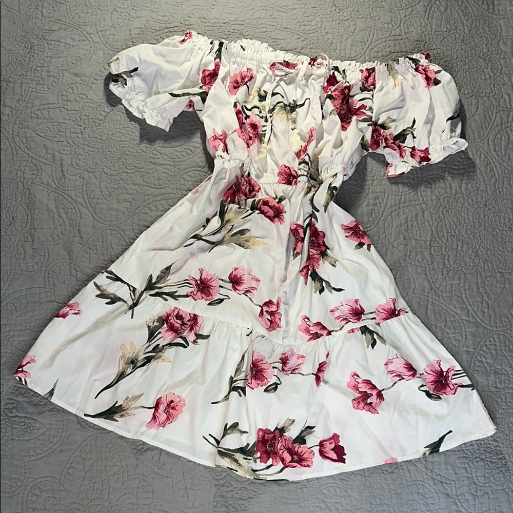Blush Red and Pink Puff Sleeve Sundress